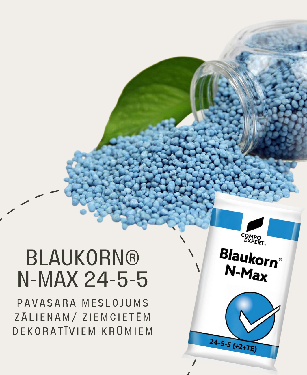 Blaukorn® N-Max 24-5-5 mēslojums pavasarī zālienam