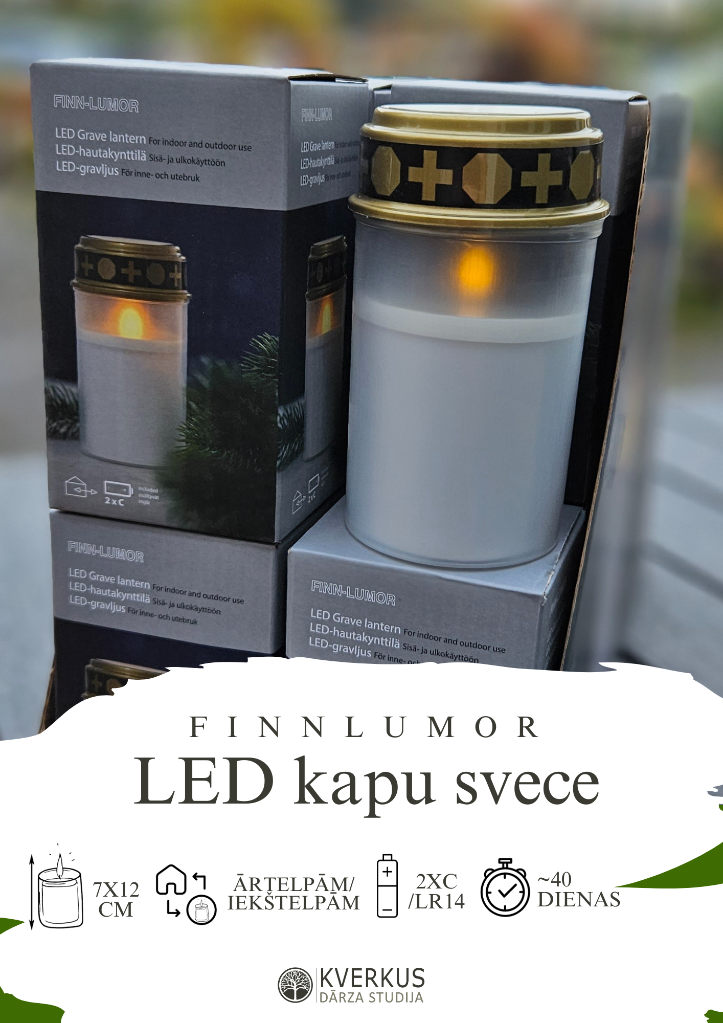 Finnlumor LED kapu sveces uz baterijām