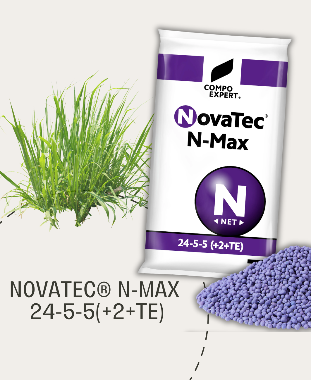 Pavasara mēslojums zālienam NovaTec® N-Max 24-5-5(+2+TE)