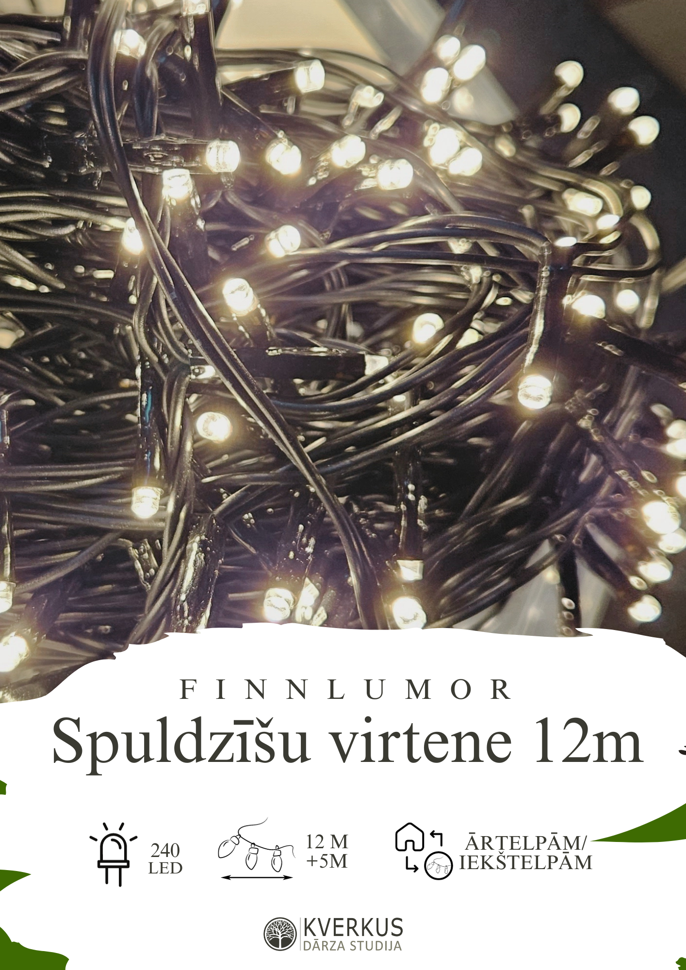 LED Spuldzīšu virtene 12 metri